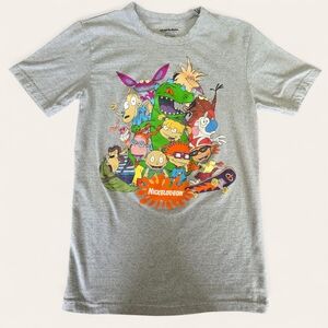 Nickelodeon 90s Cartoon Graphic Tee Heather Gray Men’s Small